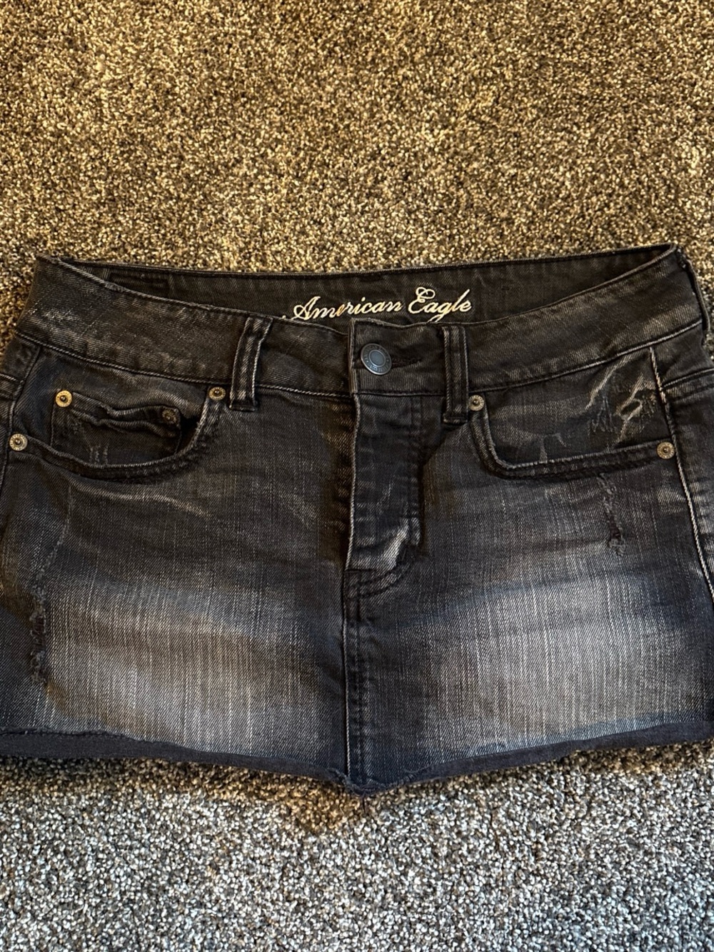 American Eagle Outfitters Black Faded Denim Shorts